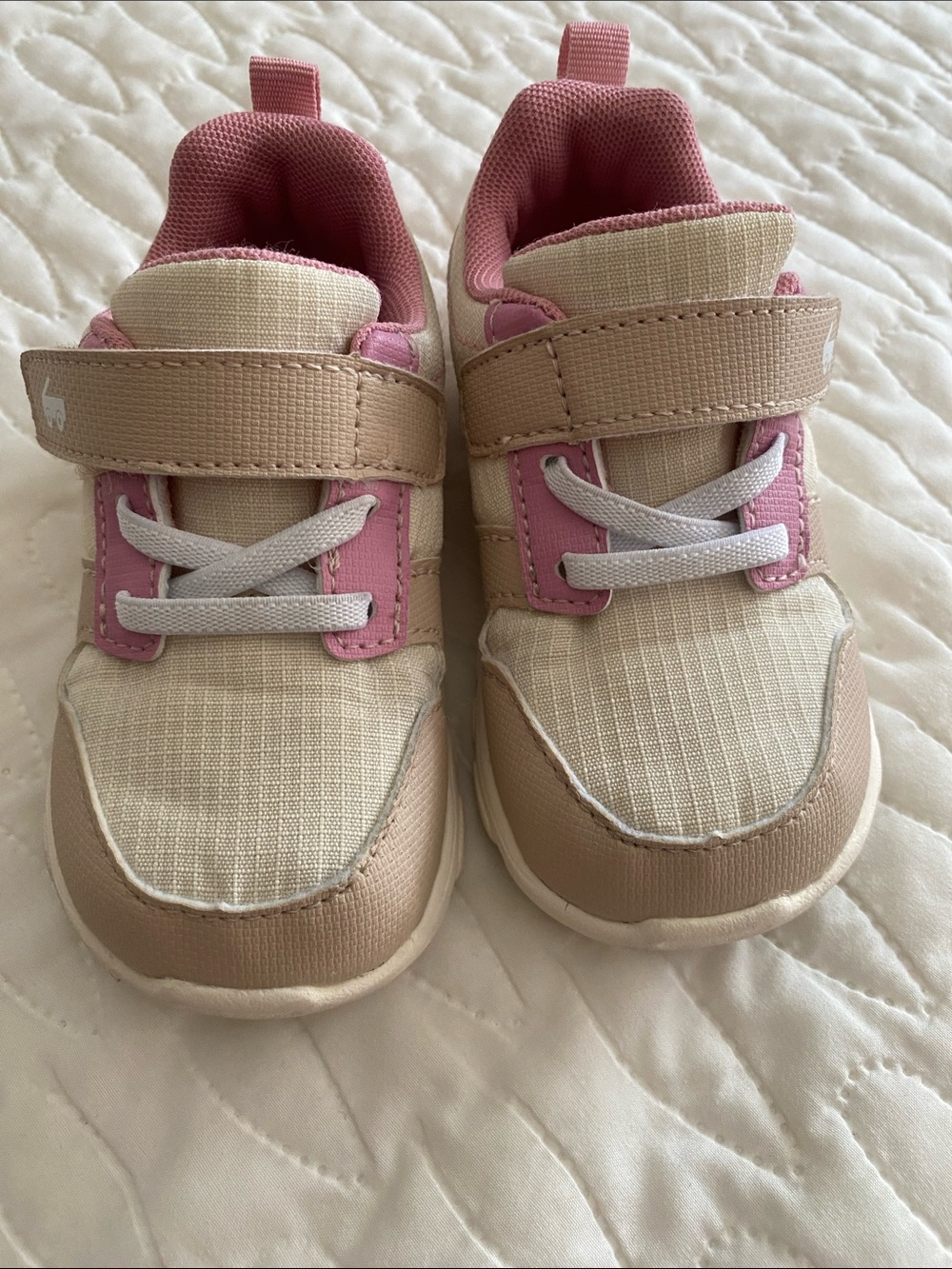 See Kai Run Beige and Pink Toddler Velcro Sneakers